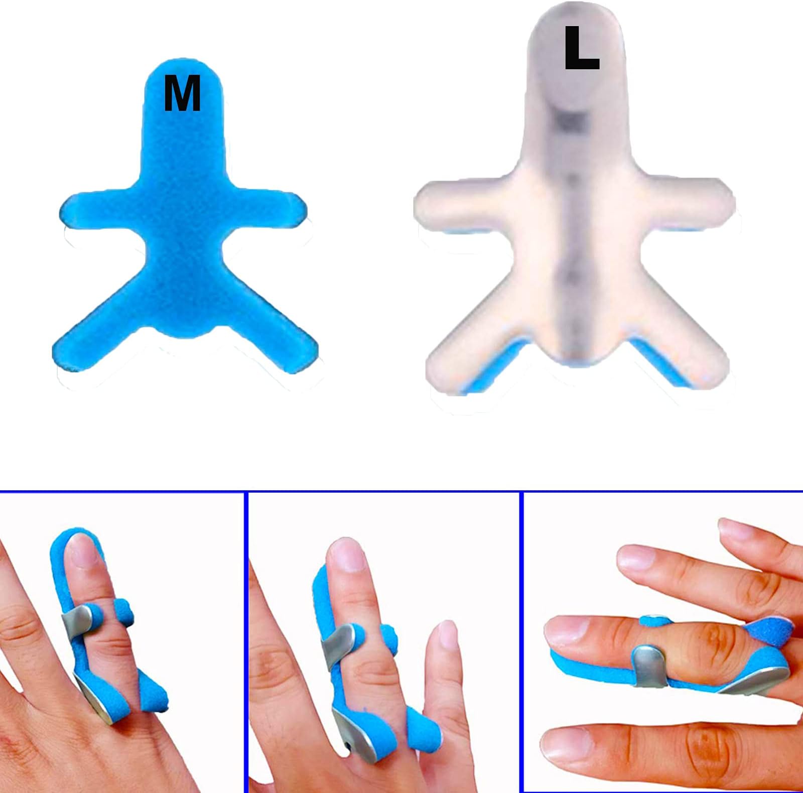 McvcoyhTrigger Finger Splint Frog Type Finger Brace, Finger Knuckle Immobilization, Mallet Broken Fingers Protector Aluminum Fold Over-2 Size