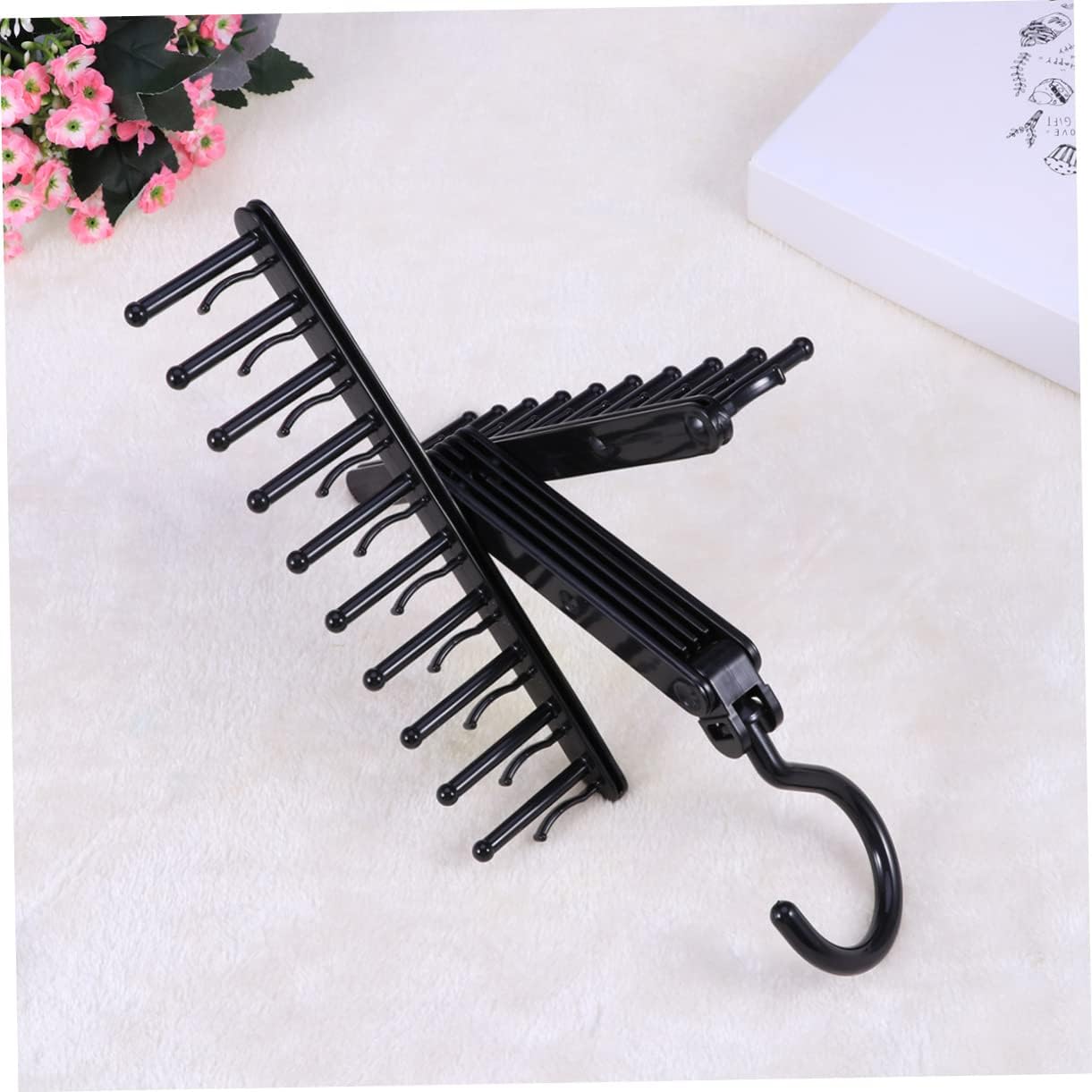 Hemobllo 3Pcs Multifunctional Tie Hanger Rack Rotating Double Sided Organizer for Ties Scarves and Belts Black Space Saving Closet