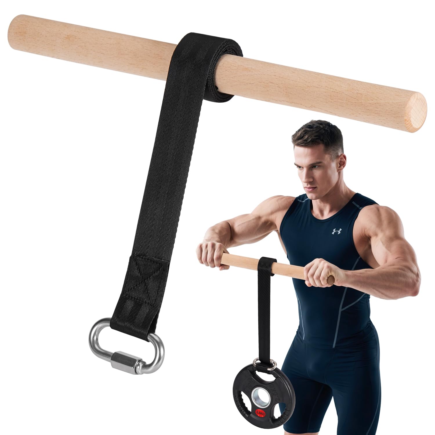 Forearm Strengthener and Wrist Roller Forearm Exerciser with Joint-Friendly Beech Wood Handles Forearm Strength Trainer with Durable Nylon