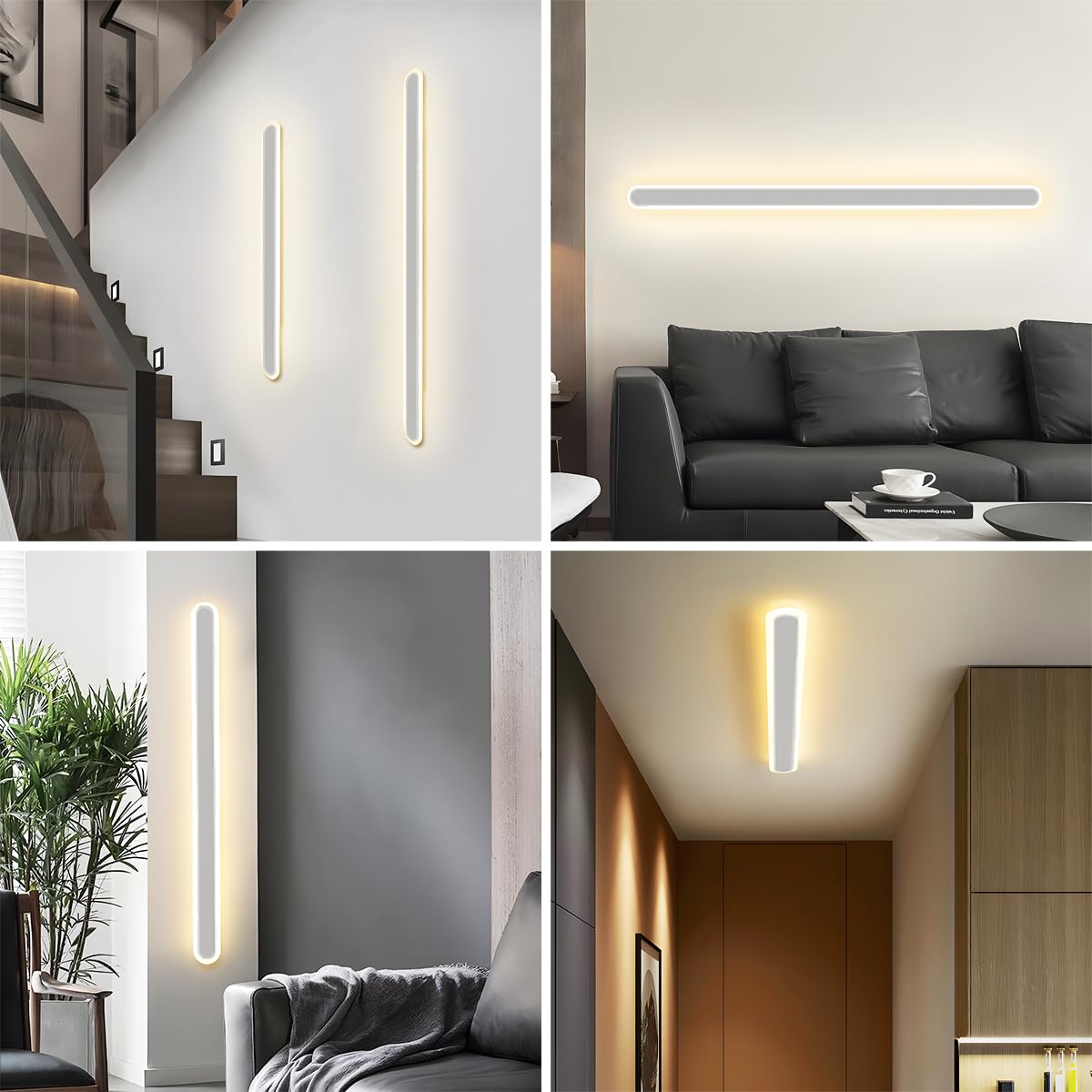 Aplique Pared Interior Regulable,22W/60CM Largo Lampara LED | con Control Remoto Regulable 10%-100%,3000K-6000K,Aplique LED Moderna para Dormitorio Sala de Estar Pasillo
