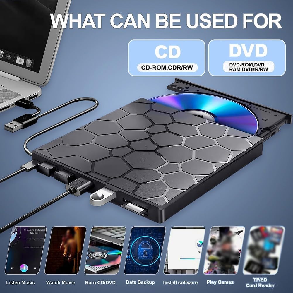 Masterizzatore DVD Esterno USB 3.0 Hub 7-in-1