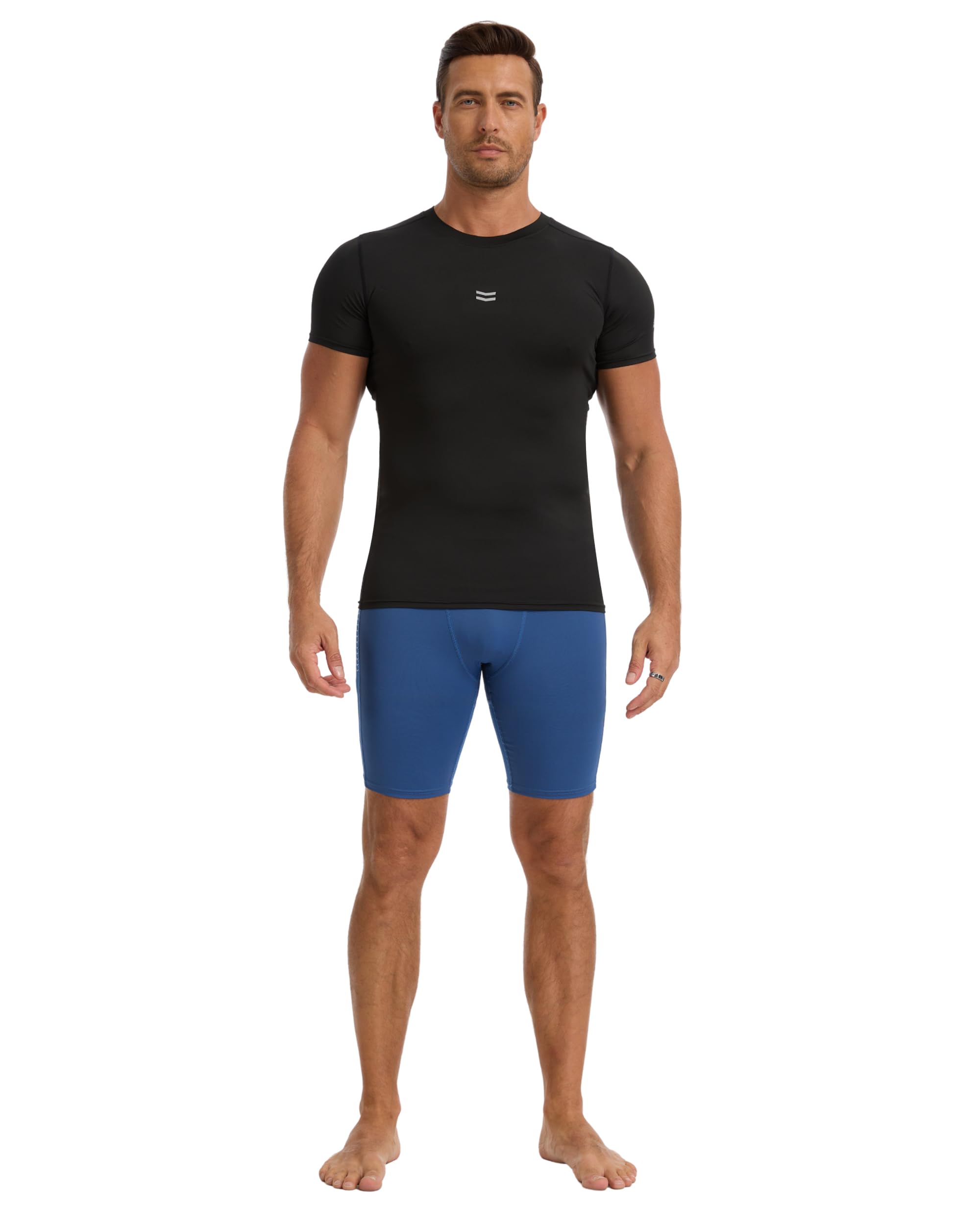 AMZSPORT Maglietta a Compressione Uomo Manica Corta T-Shirt Running Maglia Sportiva da Ciclismo Magliette Palestra Fitness