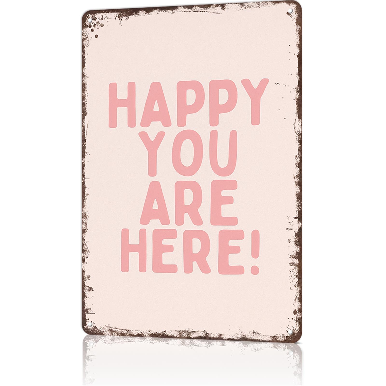 KWQDOZF Metal Signs Poster 8x12inch Pink Welcome Sign Aluminum Sign Wall Art For Home Room Bedroom Office Decor