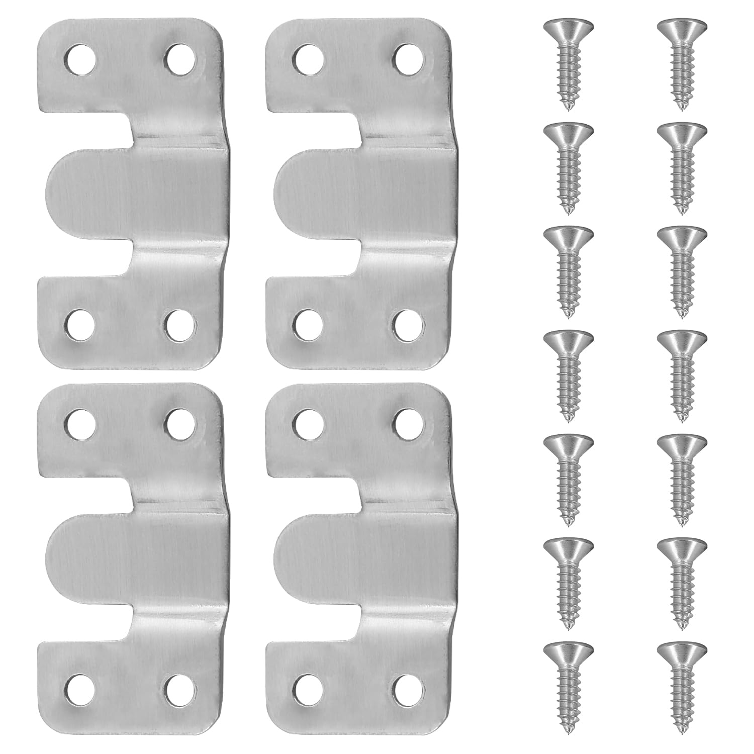 Bojueshaw Silver 4Pcs Flush Concealed Mount Brackets,Picture Hanging Z Clip Bracket,Interlocking Picture Frame Bracket For Picture Mirrors Frames