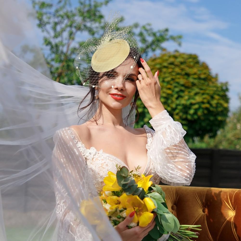 Fascinator Bibi Femme En Voile Et Laine - Mini Béret Clip Pour Mariage, Cérémonie, Thé, Soirée - Accessoire Élégant Rétro - 12