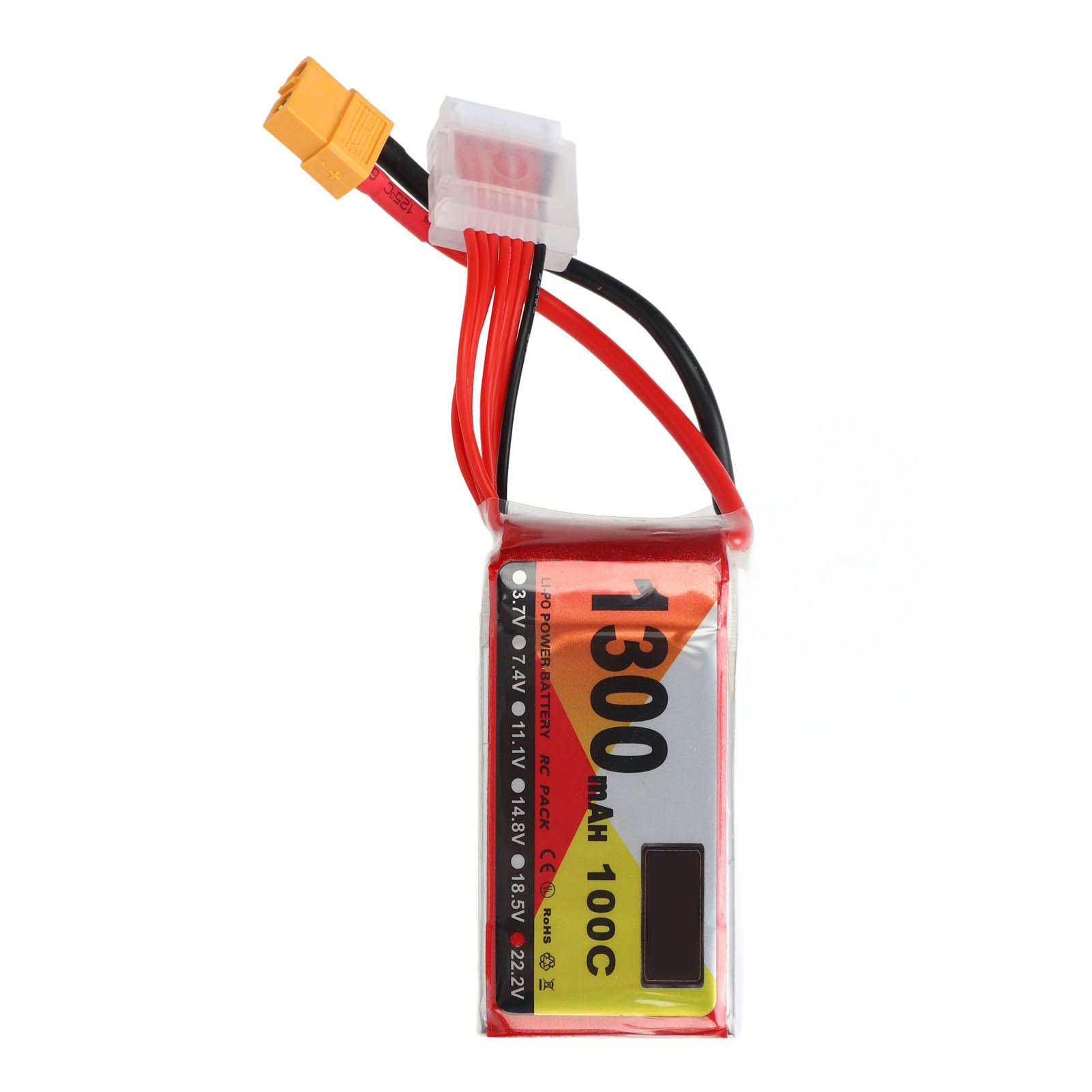 Batteria RC Lipo 22.2V 100C 1300mAh 6S Potente Batteria Al Litio per Quadricottero da Corsa FPV, Spina XT60