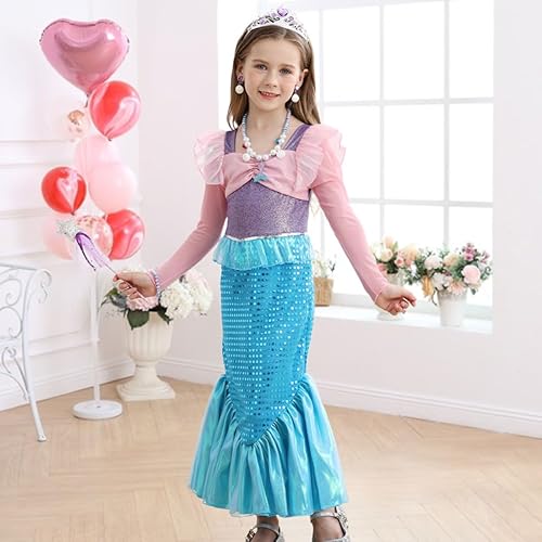 Miniatura 4 de Disfraz de princesa de sirena para niñas pequeñas, vestido de fiesta para niños pequeños, vestido de Halloween