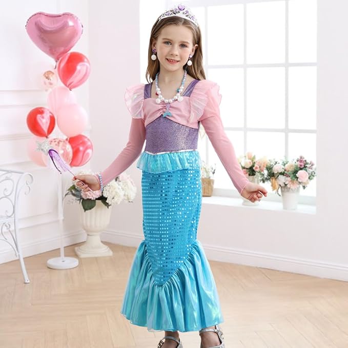 Disfraz de sirena para niña 6-7 años miniatura 4