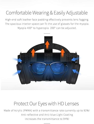 Miniatura 5 de 3D Virtual Reality VR Headset with Wireless Remote Bluetooth VR Glasses for Movies Video Games IMAX Compatible for Android iOS iPhone 12 11 Pro Max