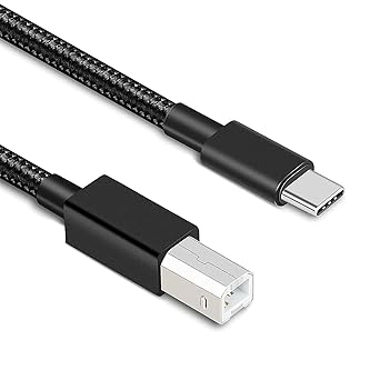 rts Hight Speed Type C Printer Cable 2 Meter Nylon Braided Compatible with MacBook Pro MacBook Air M1 Mac Pro iMac Pro iPad Pro iPad Air USB B to USB C Printer Cable 6.6FT, For Scanner Printer to USB C MIDI Cable Compatible with Yamaha Casio Digital Piano MIDI Controller DJ Controller, HP, Brother, Samsung Printers, 2m Black