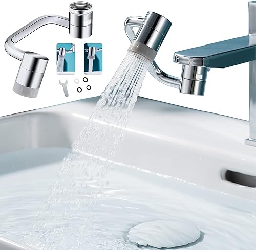 Miniatura 3 de Aireador extensor universal de grifo giratorio de 1080, 2 paquetes de grifo universal de latón macizo, grifo giratorio de ángulo grande 1080,