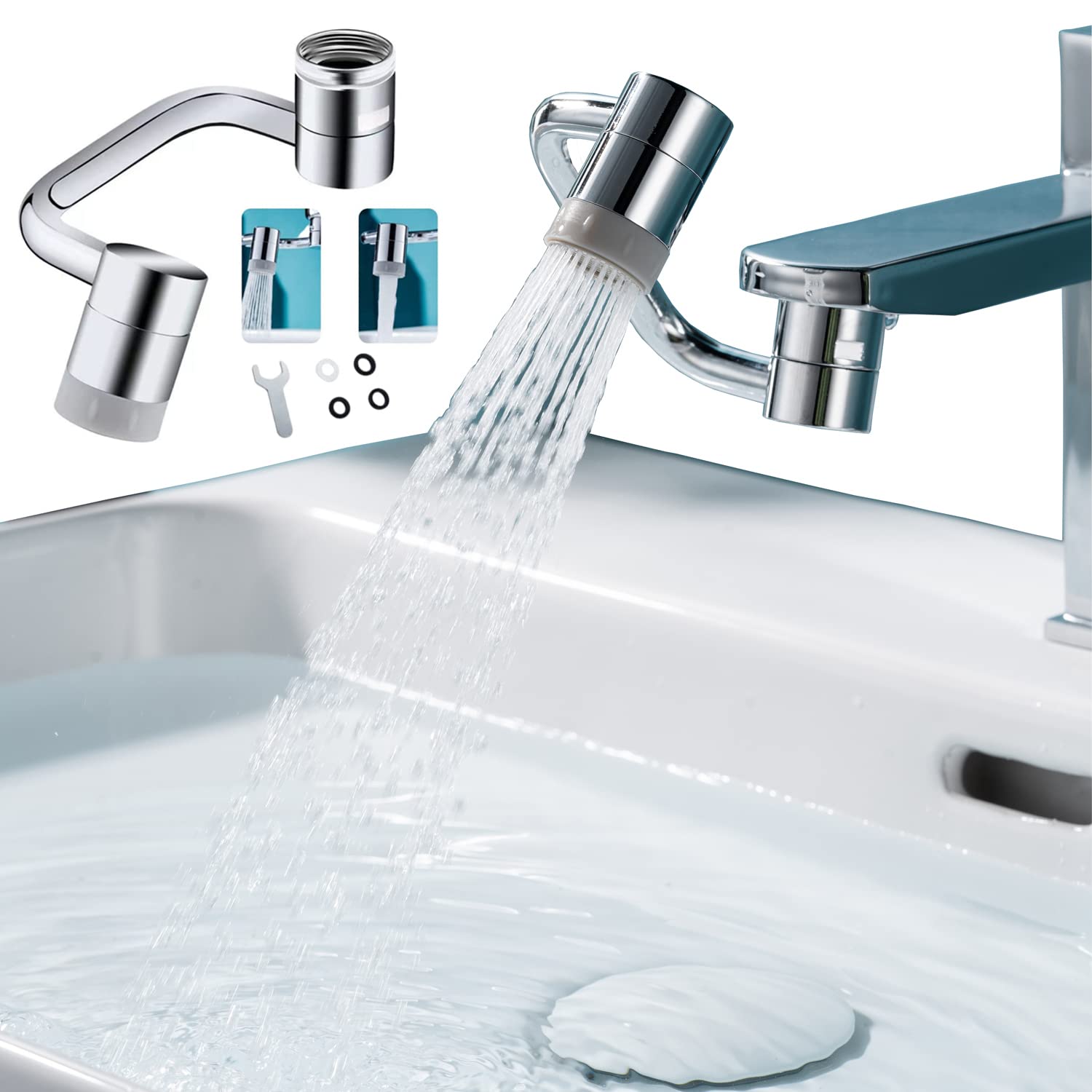 Rotating Faucet Aerator - 1080° Swivel & 2 Flow Modes -3