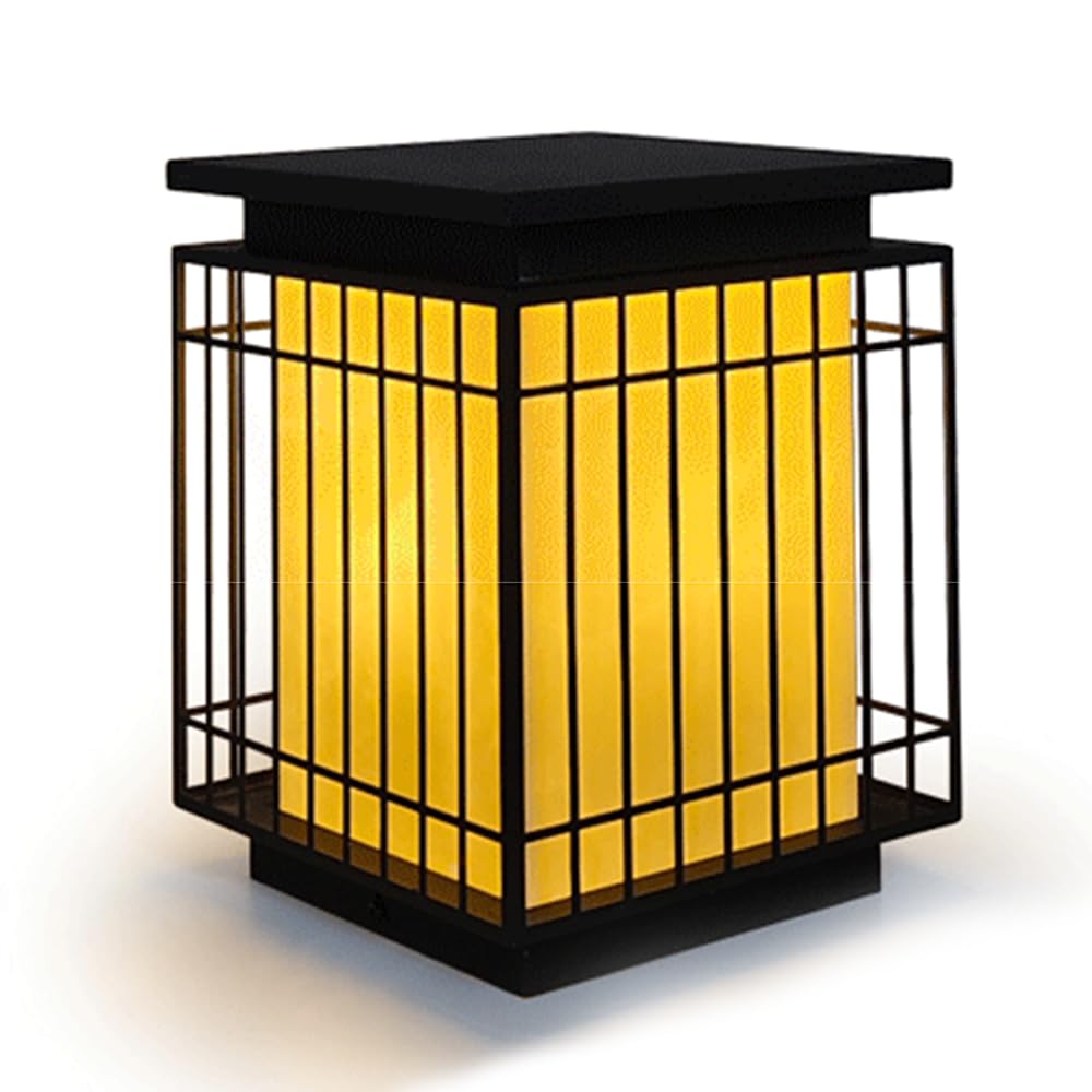 HCIPJQY Vintage Patio Lawn Landscape Lamp, Waterproof Aluminum Cage Pillar Light Metal Lantern Decorative Column Lamp Outdoor Lighting for Yard Garden Fence Lamp Fixture E26 Base