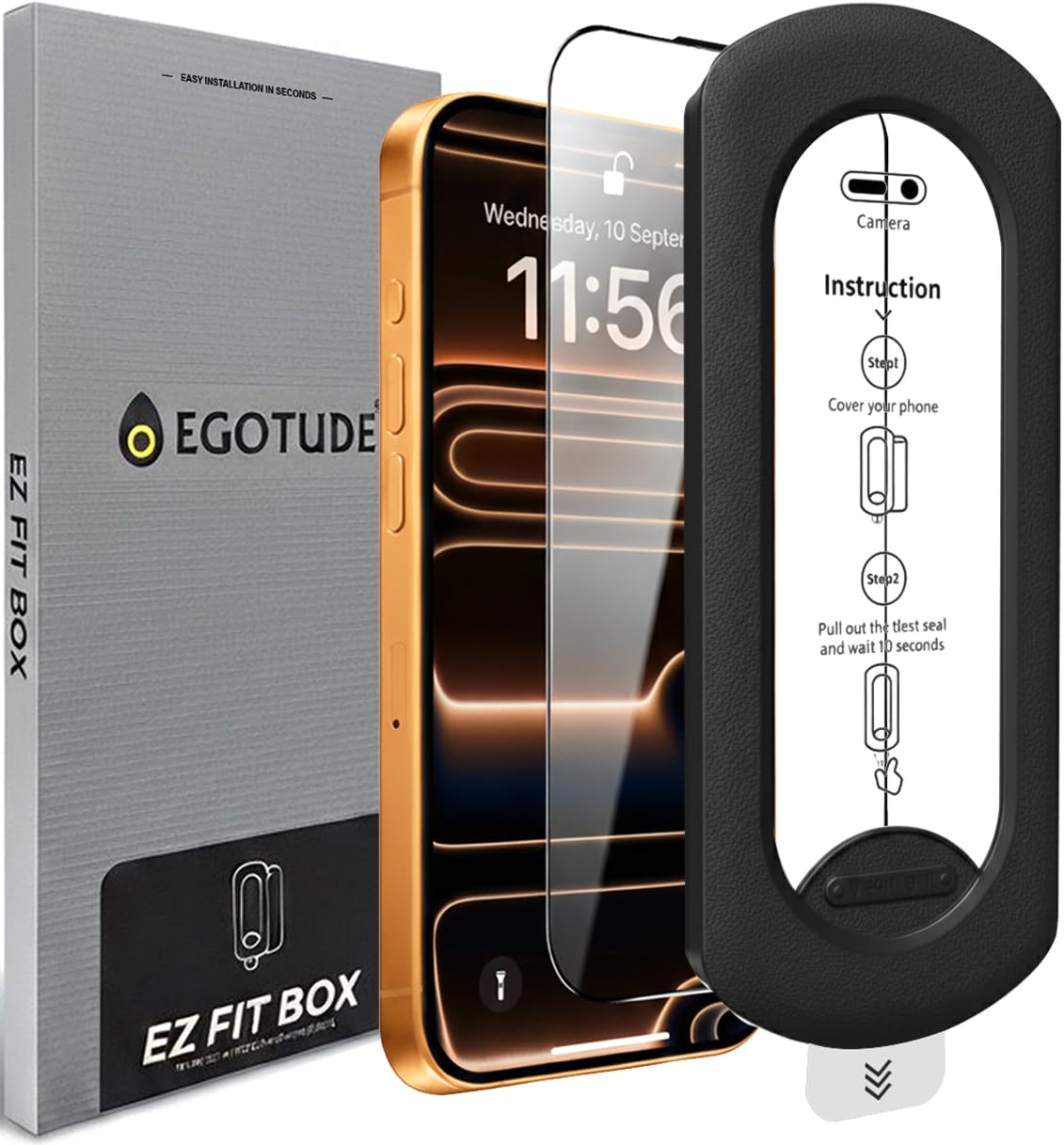 EGOTUDE for iPhone 17 Pro Max Tempered Glass 9H Hardnes Edge-To-Edge Coverage Screen Guard Protector with Easy Fit Auto Dust Removal Kit-image-33