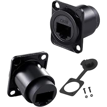 PENGLIN 2pcs D-Type RJ45 CAT6 Coupler CAT6 RJ45 Panel Socket CAT6/CAT5E/CAT5 Female to Female Ethernet LAN Network Bulkhead Through Socket