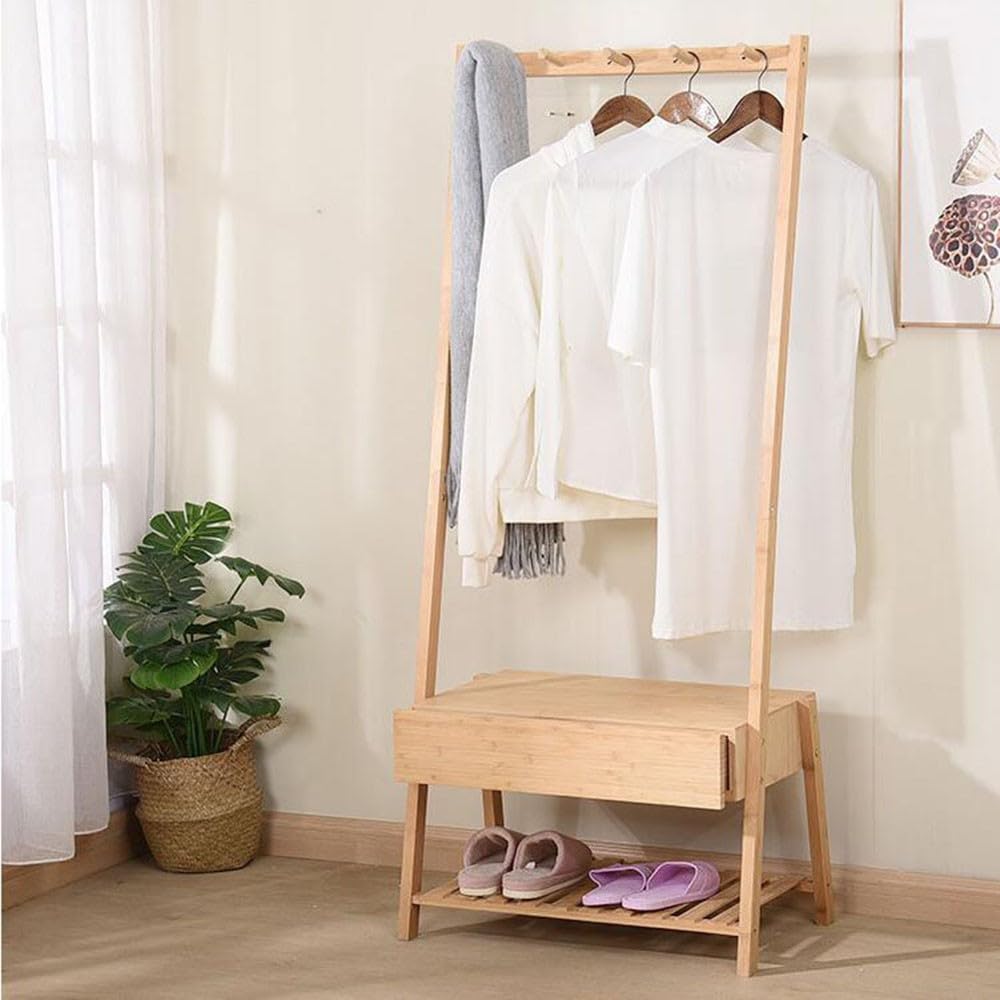 FGXHHS Freestanding Garment Rack with Shelves and Drawers for Entryway, Hall, Bedroom Storage