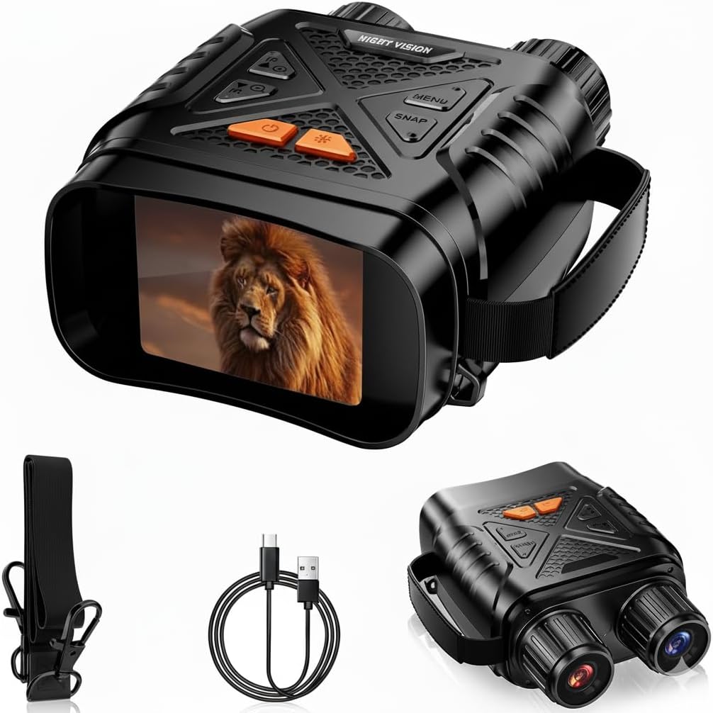 Night Vision Goggles -4K Night Vision Binoculars, 10x Zoom, Type-C Fast Charging Interface, Video and Photo Recording, Camping and Hunting, Men's Gift (Black)