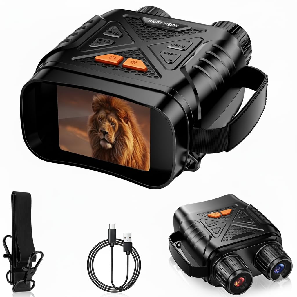 Night Vision Goggles -4K Night Vision Binoculars, 10x Zoom, Type-C Fast Charging Interface, Video and Photo Recording, Camping and Hunting, Men's Gift (Black)