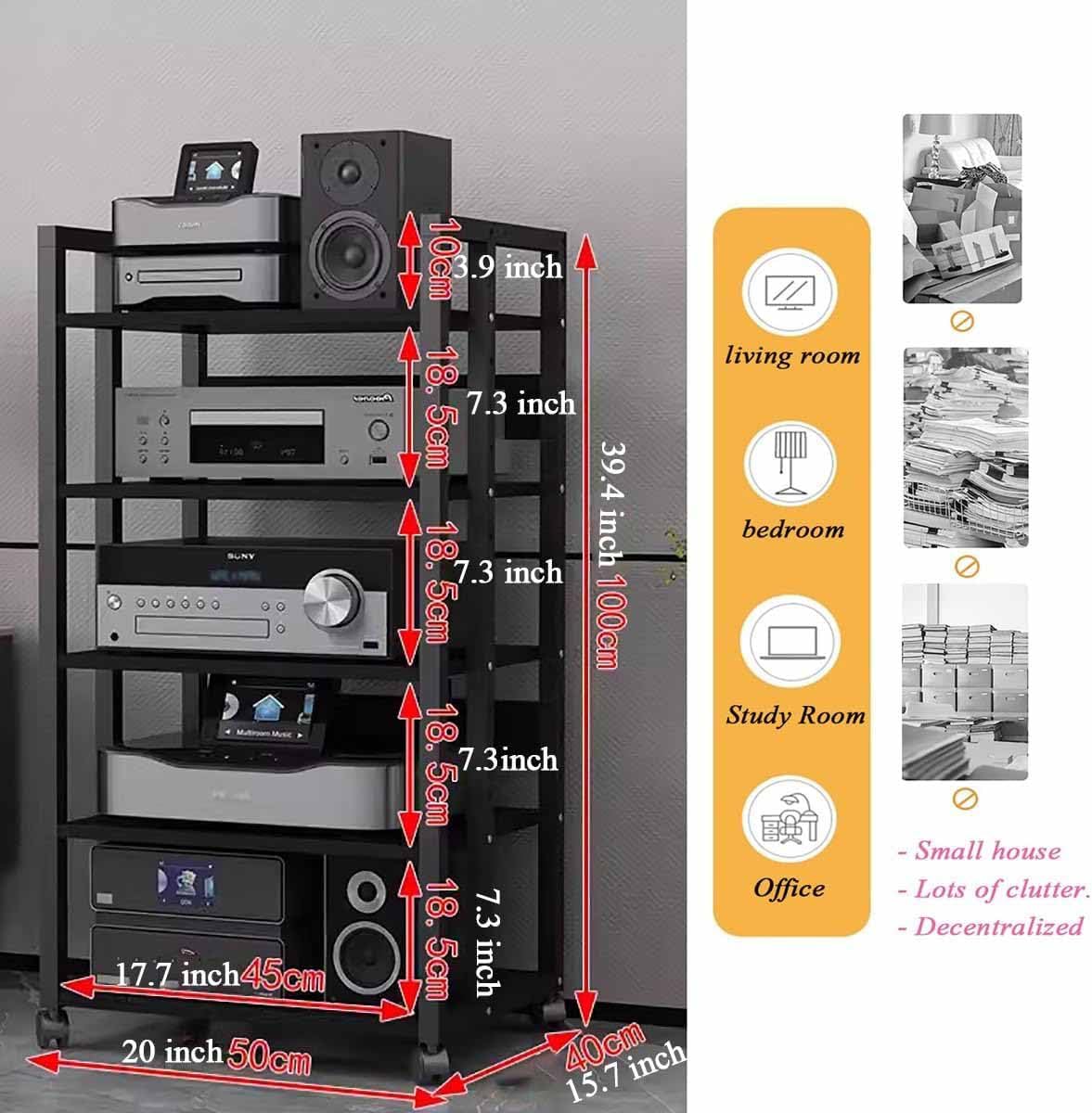 Support HiFi pour tourne-disque – Armoire AV 4/5/6 niveaux de grande capacité pour matériel audio et vinyle