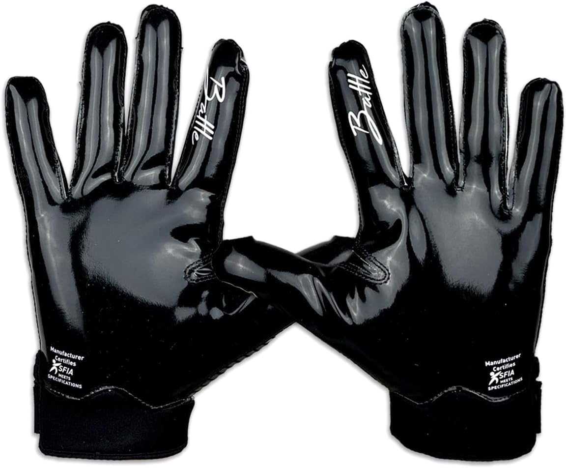 Battle Sports Skullface Wide Receiver Football Gloves, Ultra-Tack Sticky & Grip Gloves, No Slip - Adult X-Large