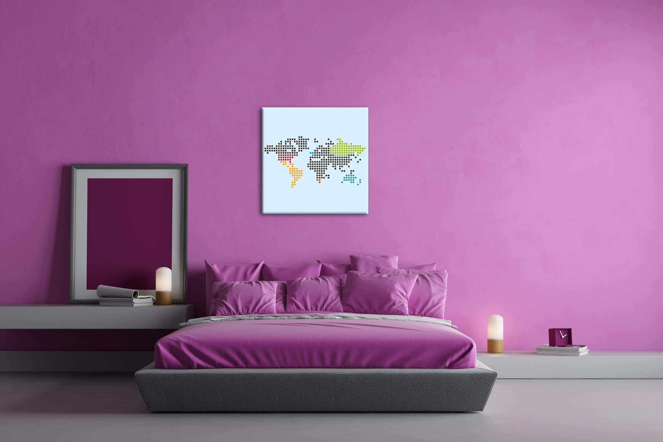 Carte du monde en points - Format : 40 x 40 cm - Impression numérique de qualité supérieure - Pas d'affiche ou d'affiche.