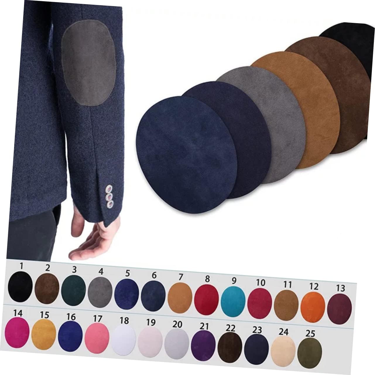 TEHAUX 50pcs Suede Fabric Elbow Patches Kit for Clothing Repair Applique Accessories for Sweaters Jackets and Jeans Multi Oval Patches for Creative