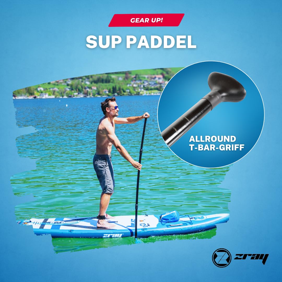 Lukadora ZRAY - Remo multifunción para SUP y kayak, fibra de vidrio ligera, ajustable con mango ergonómico