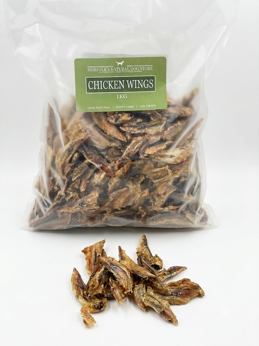 100% Natural Chicken Wings for Dogs | 1kg Bulk Pack | Grain-Free, Air-Dried Dental Chews | Rich in Glucosamine & Chondroitin for Joint Support | No Additives or Preservatives