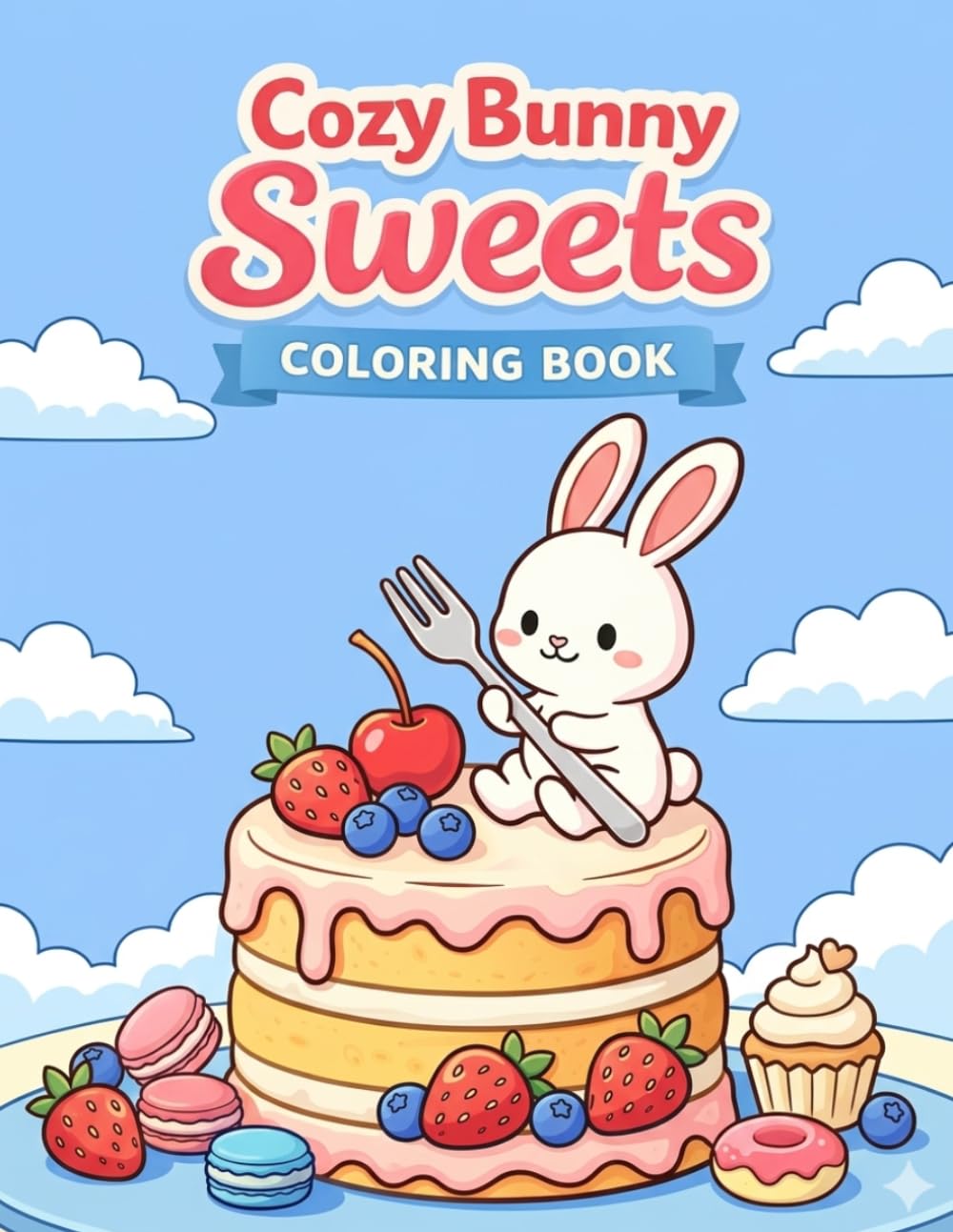 Cozy Bunny Sweets Coloring Book: Cute & Simple Dessert-Themed Coloring Pages for Relaxation