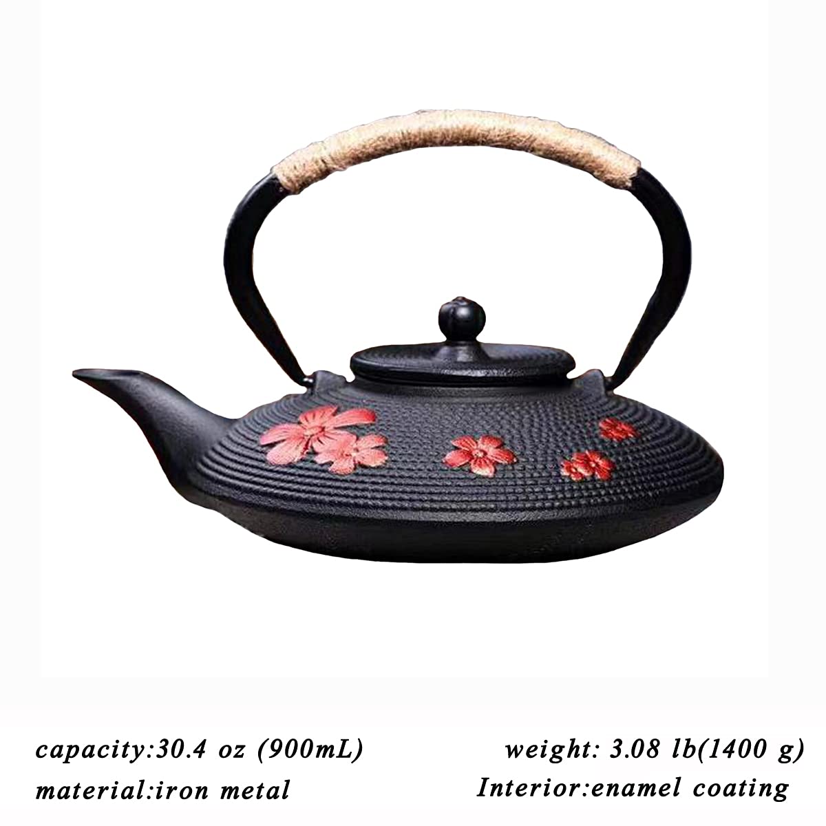 tetsubin Cast iron Tea Kettle workshop Healthy japanese flower pattern Teapot with Stainless Steel Infuser send gift?30.4oz?
