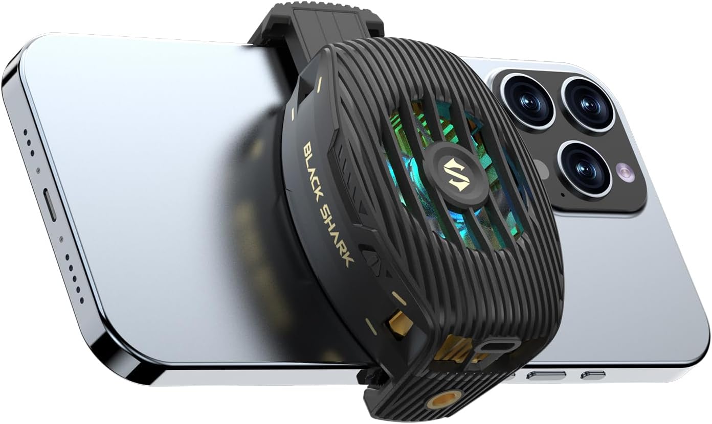 Black Shark FunCooler 4 Smartphone Cooling Fan, Silent, Small, Lightweight, Smartphone Cooler, Peltier Device, RGB Light, Smartphone Heatsink, USB Powered, Game Cooler, Telescopic Clip Type