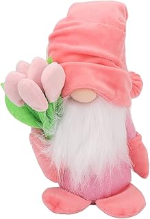 Dia das Mães Gnomo Decoração de Pelúcia Boneca de Pelúcia Recheada Feito à Mão Suave Primavera Tulipa Flores Gnomos para Mamãe Vovó Rosa