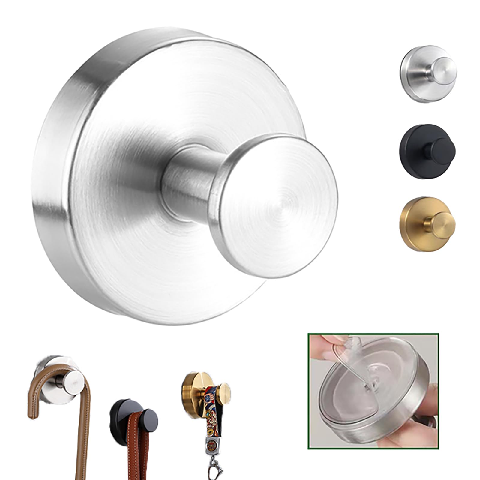 Xiantian Silver Luxe Hold No-Drill Hooks,2024 Upgraded Stainless Steel Waterproof Hooks For Bathroom,Shower,Kitchen, Mirrors，Andheavy Duty Towel Holders (1, )