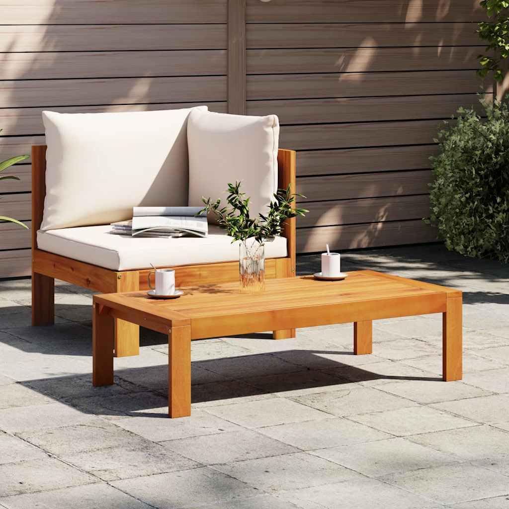 Salon de Jardin modulable en Bois Massif Acacia avec Coussins rembourrés Blanc crème pour terrasse Balcon Patio véranda, Ensemble canapé 2 pièces avec Table, Assise et Dossier Confortables