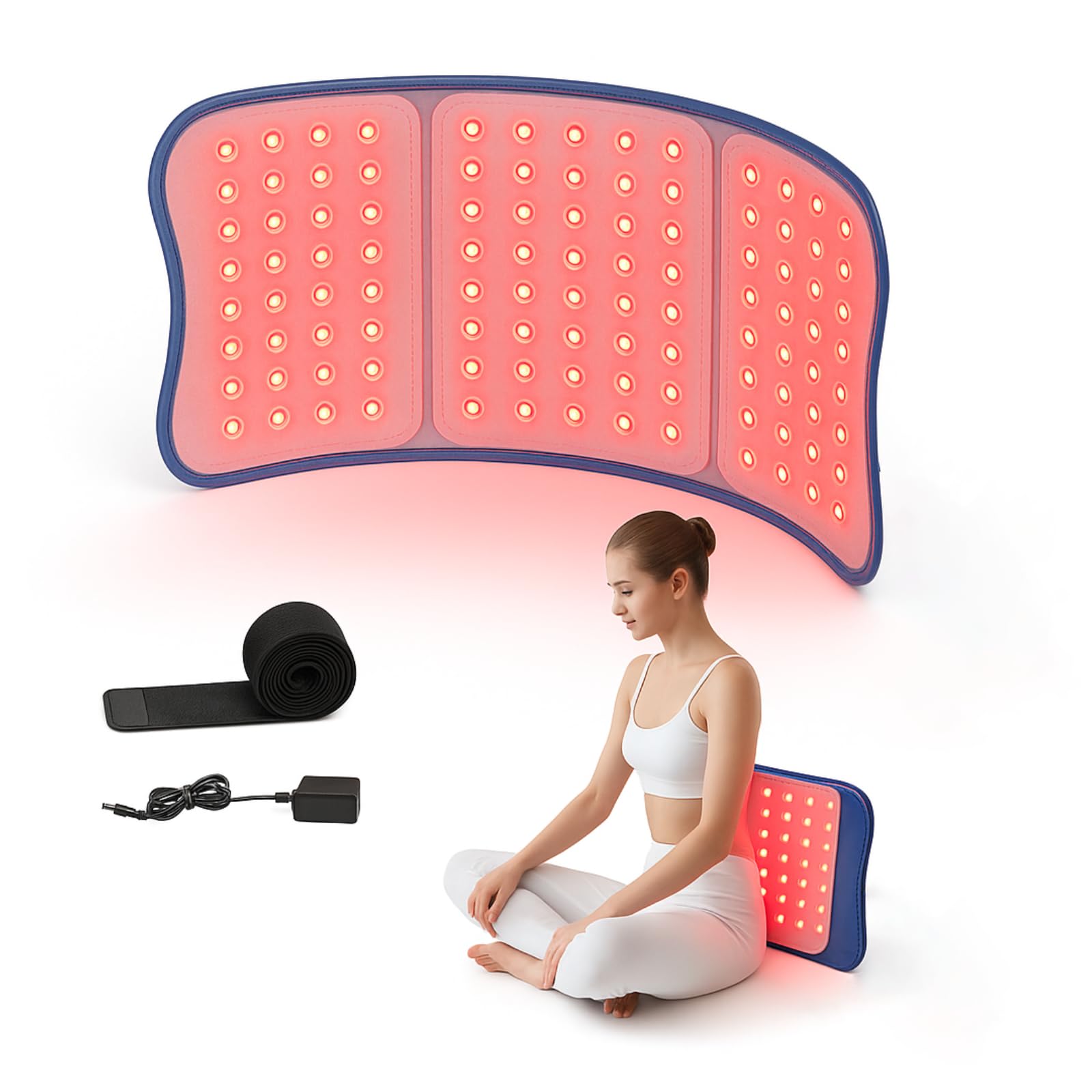 Große Rotlicht Wellness Matte 76,5×30,5cm mit 264 LEDs 660nm & 528 LEDs 850nm Infrarot, 4 Modi, 3 Stufen, 30 Min Timer, Wellness & Entspannung für Rücken, Taille, Schultern, Beine,Blau