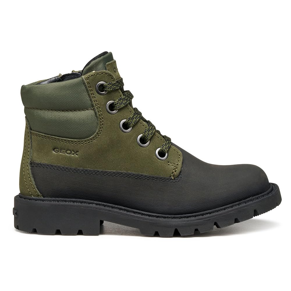Geox Boy's J Shaylax Ankle Boot, Dk Green Black, 3 UK