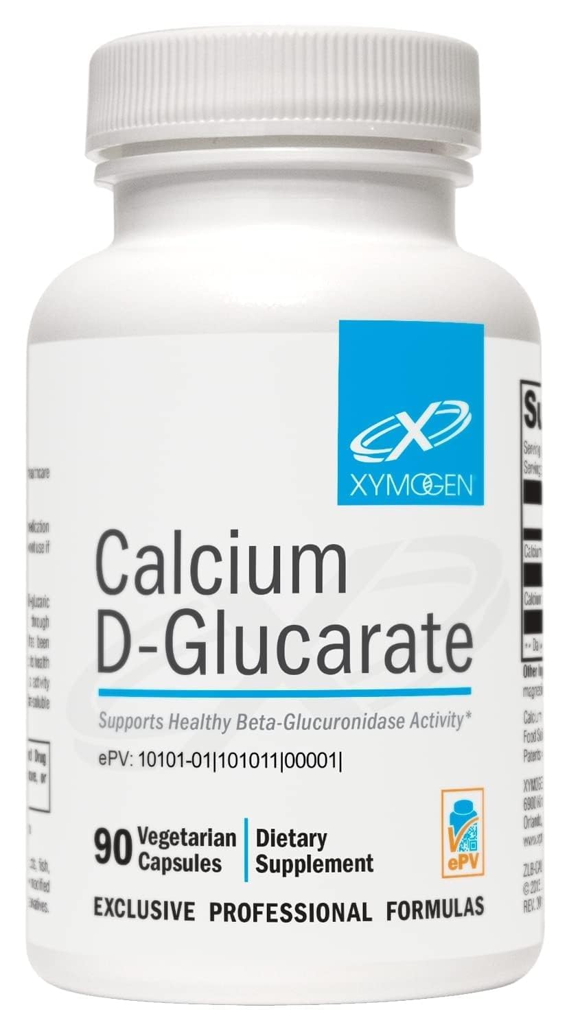 XYMOGEN Calcium D-Glucarate 500mg - Supplement voor ondersteuning gezonde detox van vet-soluble toxines, hormonen zoals Estrogen + Androgens (90 capsules)