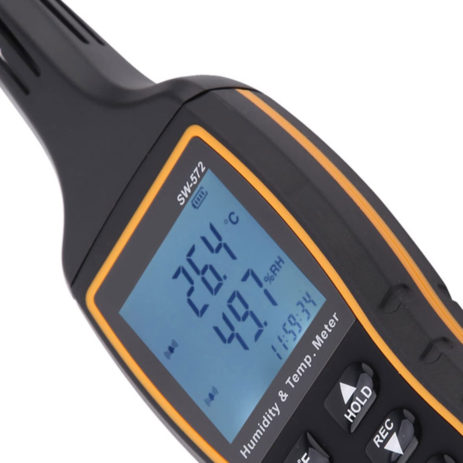 Walfront LCD-Thermometer-Hygrometer, Digitales Temperatur-Feuchtigkeitsmessgerät mit Hochempfindlichem Sensor, 0,5 S Reaktion, Hintergrundbeleuchtetem Bildschirm und Alarm, für die Überwachung Im