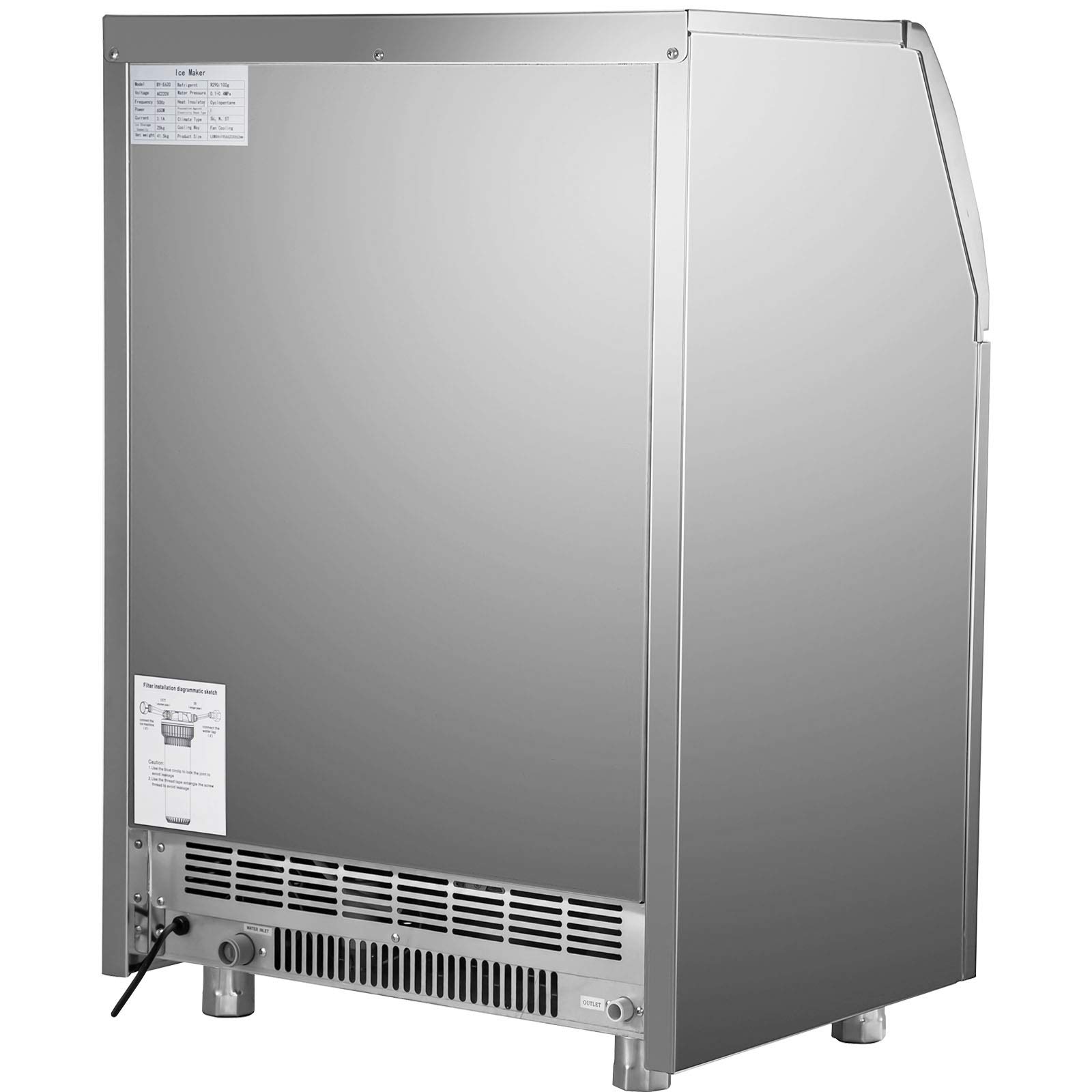 VEVOR 110V Commercial Ice Maker 200LBS/24H, 710W Ice Machine with 55LBS ...