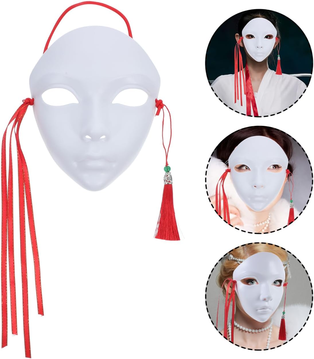 Abaodam Full Face White Masquerade Mask Blank for Diy Painting and Crafting Cosplay Party Mask for Festivals and Decorations 7.28X6.3X2.76 Inches