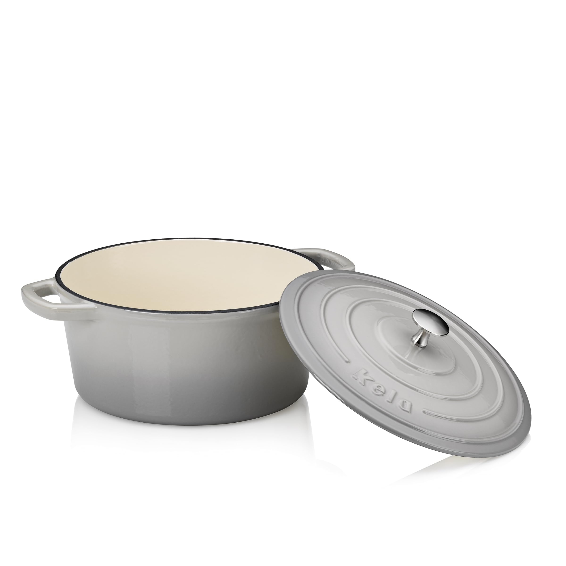 kela Garnek żeliwny okrągły 2,5 litra, Dutch Oven CALIDO, indukcyjna brytfanna żeliwna z pokrywką, żeliwny garnek do pieczenia chleba, emaliowany, czarny