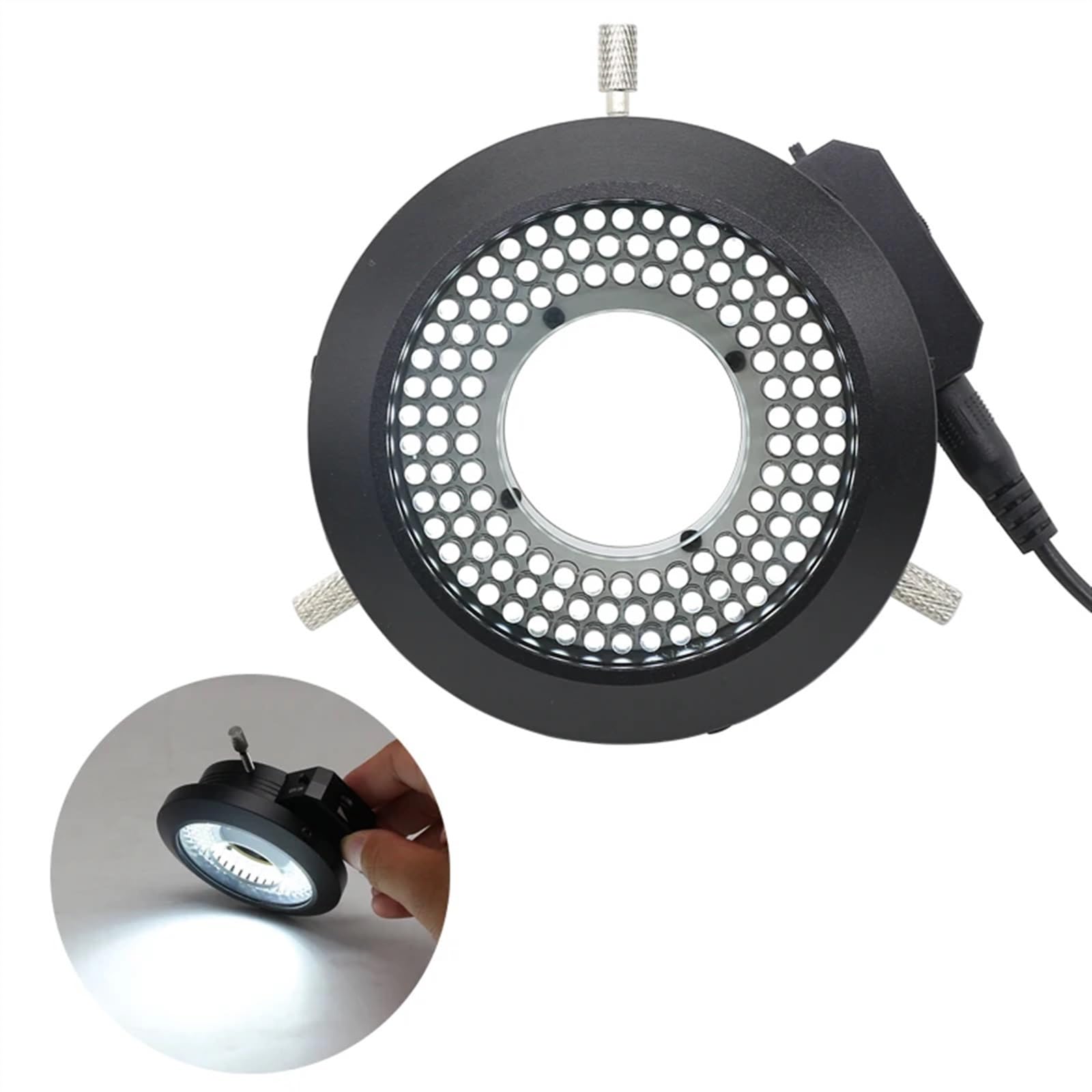 Średnica 62mm Mikroskopowa lampa pierścieniowa LED z regulowanym polaryzatorem Iluminator optyczny Spolaryzowane źródło światła do kamery przemysłowej