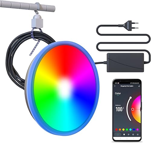 weipute Luces de piscina, luz LED de piscina de 12 V 30 W con control de aplicación, bombilla de luz de piscina que cambia de color para piscina