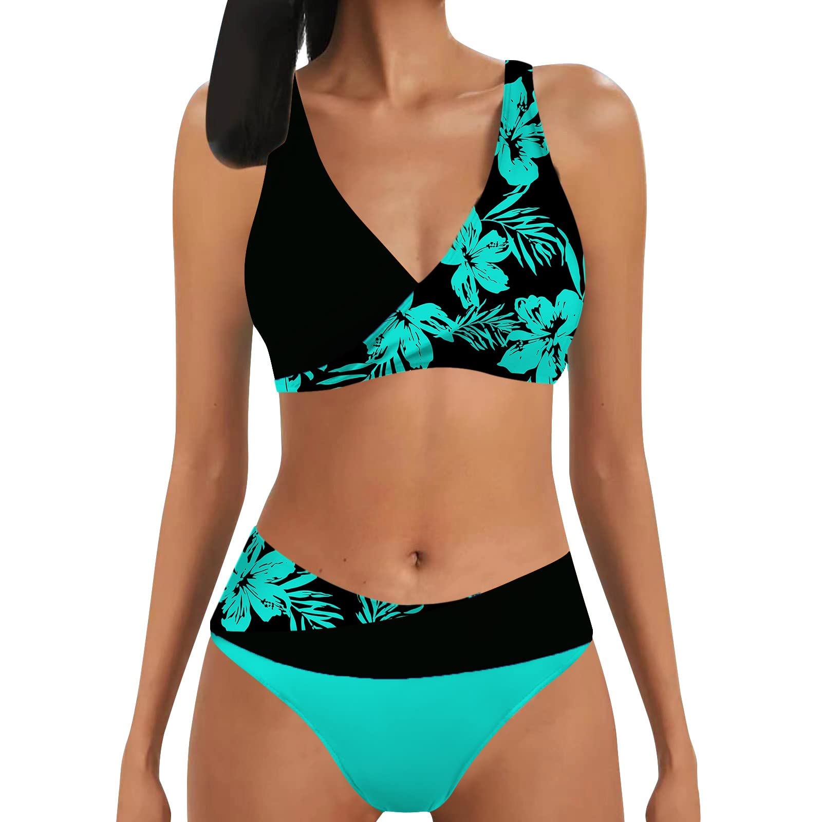 Genérico Conjunto De Bikini De 2 Piezas Bikini Push Up De Mujer Traje De Baño De 2 Piezas con Ajustable Bañador Pecho Grande Traje De Baño Mujer Curvy