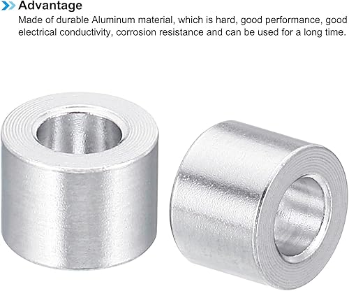 Miniatura 9 de PATIKIL Espaciador redondo de aluminio, 20 unidades de 0.165 in de diámetro interior x 0.394 in de diámetro exterior x 0.157 in de largo, espaciador