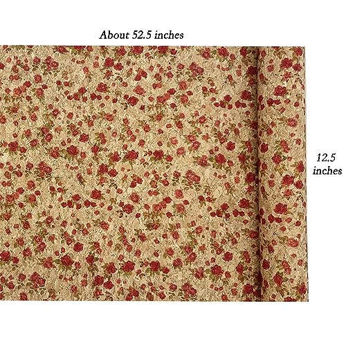 Image of SorenCut Cork Fabric Roll 12 x 52 Inch - Plum Blossom Print Cork Leather Fabric for Earrings, Bow Making, Bags, Wallets & DIY Sewing Projects - Vegan Leather Alternative Craft Sheet