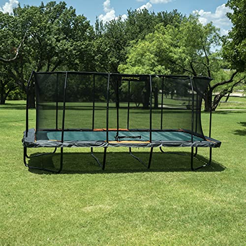 JumpKing Pro-Series Rectangular Trampoline 10’ x 18’ - No Other Trampoline Can Compete: Double The Springs, Patented V-Shaped Spring Arrangement, Comfort Weave Jumping Pad (Black/Orange)