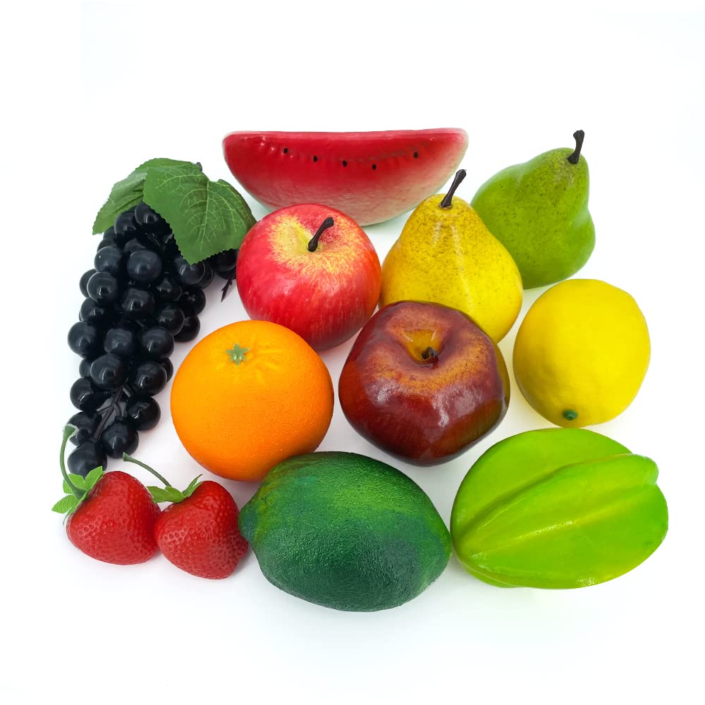 Lot De 12 Fruits Artificiels Réalistes - Décoration Cuisine, Table, Accessoire Photo, En Mousse Haute Densité