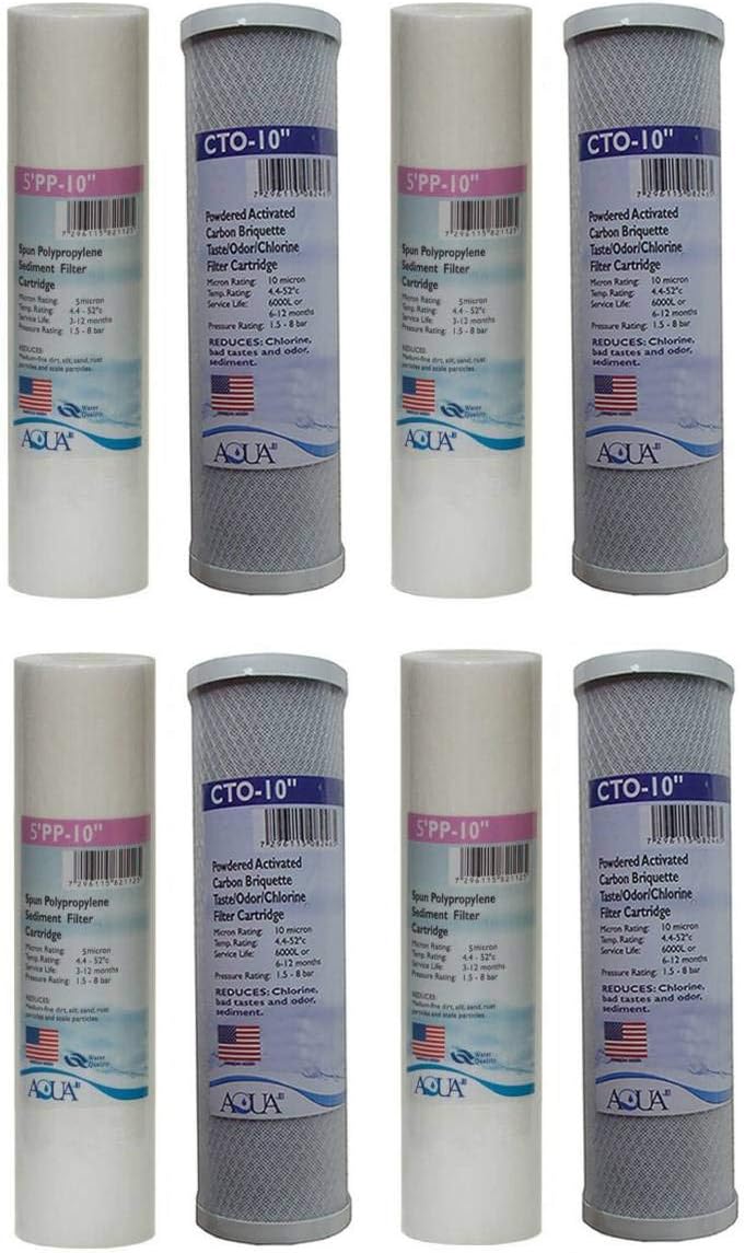 4 replacement filter sets for Dual Stage Reverse Osmosis Revolution Whole House System (1 year supply)