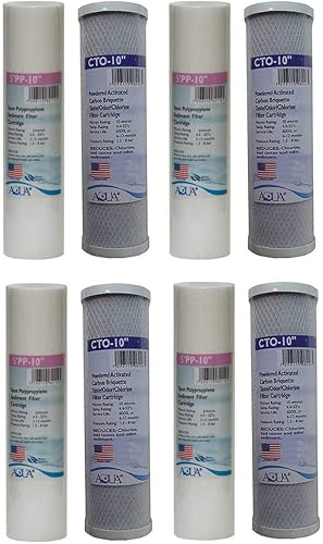 4 juegos de filtros de repuesto para sistema Reverse Osmosis Revolution de doble etapa para toda la casa (suministro de 1 año)